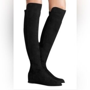 Stuart Weitzman Black to-the-Knee Wedge Boots